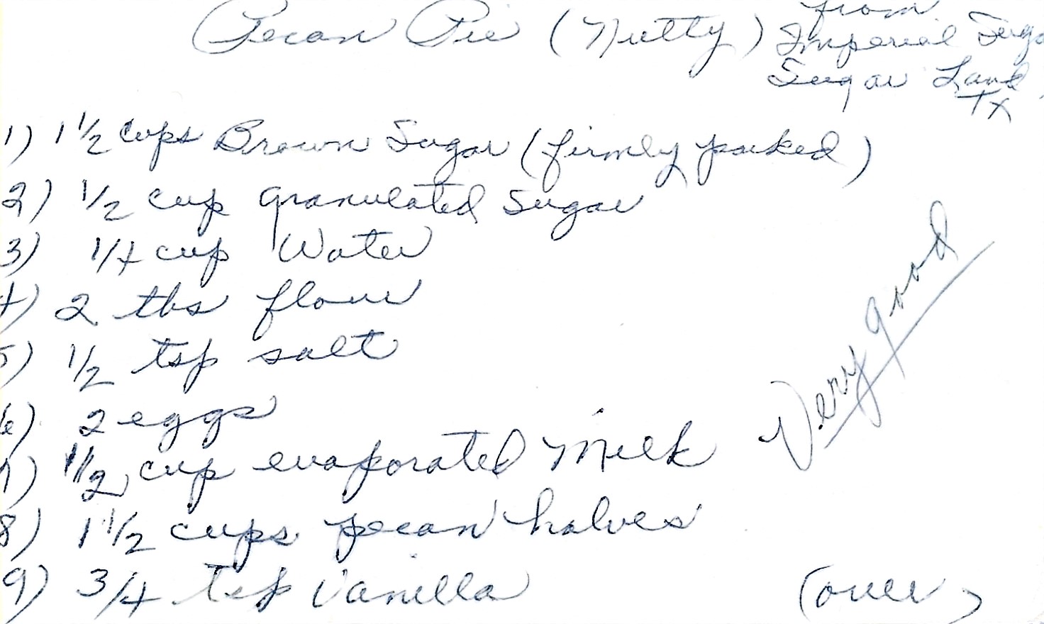 Great Aunt Mildred’s Pecan Pie (Nutty) (Very Good)